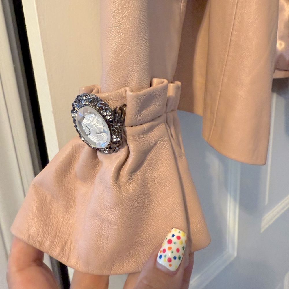 Pamela McCoy leather moto jacket -Dusty Rose - Picture 9 of 9